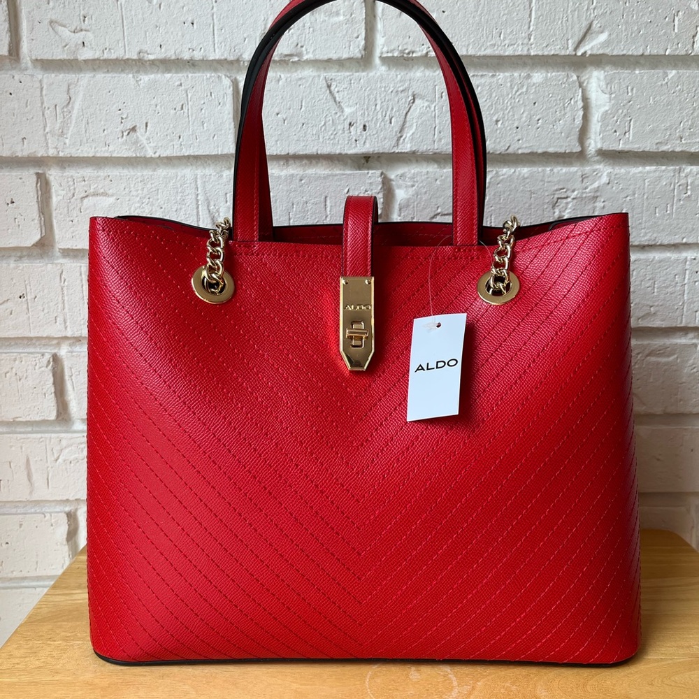 Aldo Scarlet Chain Handle Tote